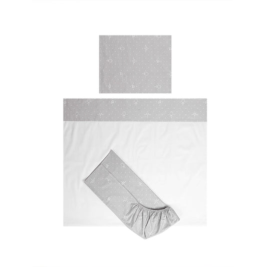 Set Lenjerie Pătuț Lorelli Tiny Dream 60x120, Giraffe White - Bear Grey [ps:8e7e6875-d1d4-4bcb-9be8-007109c0775d]