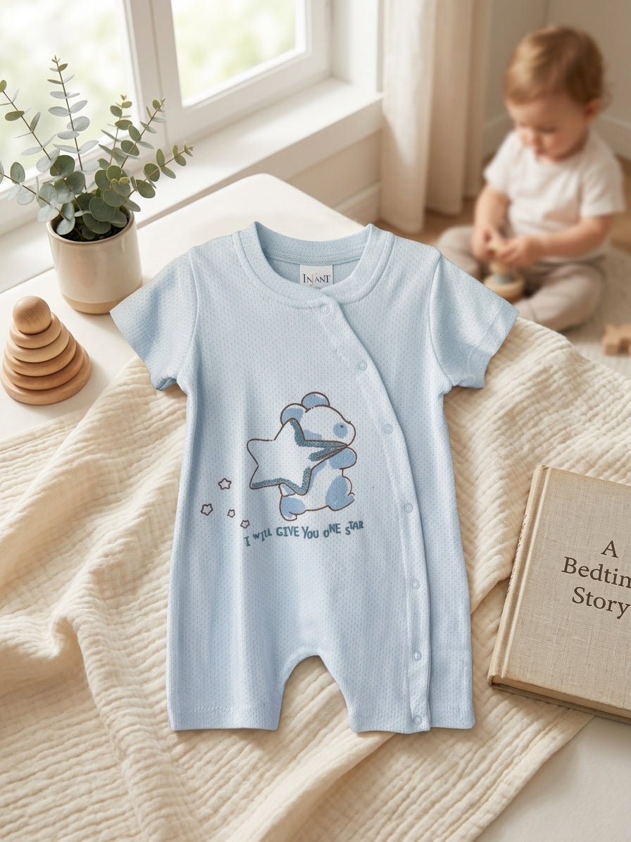 Salopeta bumbac cu capse ursulet 0-3 Luni Alb INFANT - 0-3 Luni [ps:3cd3aee1-4633-48c3-a9e4-e39d772c8530]