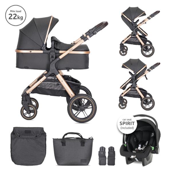 Set Cărucior 3în1 Lorelli Viola, Coș Auto Spirit, Negru - Black [ps:1b04e1f0-cec6-458f-b4a1-b1bd30d30d56]