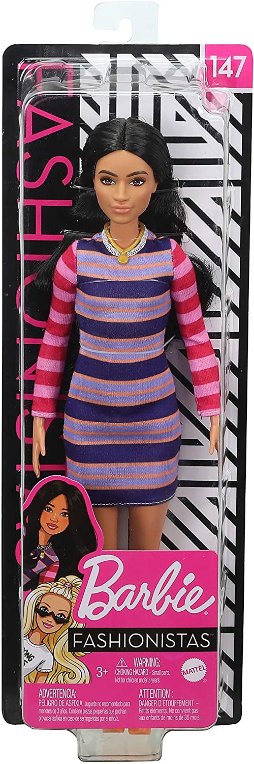 PAPUSA BARBIE FASHIONISTA BRUNETA CU ROCHITA CU DUNGI COLORATE [ps:6bc59f63-2002-4d6f-af38-f310e648cc25]