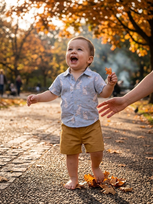 Set Cămașă Iepurași și Pantaloni Camel Băieței 3-6L | INFANT - 18-24 Luni [ps:33e6c644-e0a4-4522-8cee-2babc78bbf90]