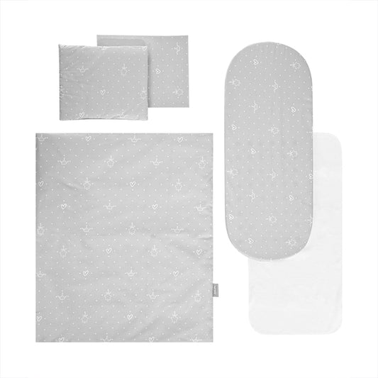 Set Lenjerie Cărucior Lorelli Happy Friends Mint, 6 piese - Little Bear Grey [ps:69af0d77-34b5-41f6-adaa-2681a259b441]