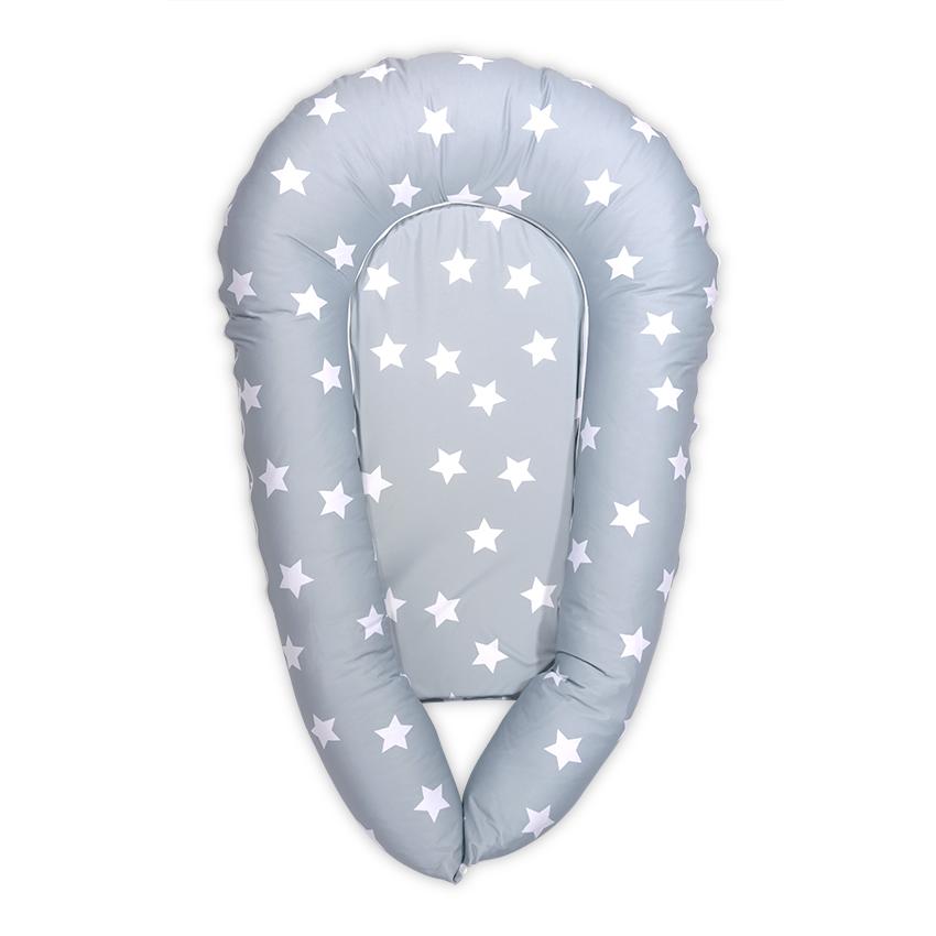 Baby Nest 3in1 Lorelli, Bumbac Ranforce, Grey - 110x70 cm - Stars Grey Mist [ps:75684fc3-7d68-4f97-84a0-d3c187267a8d]