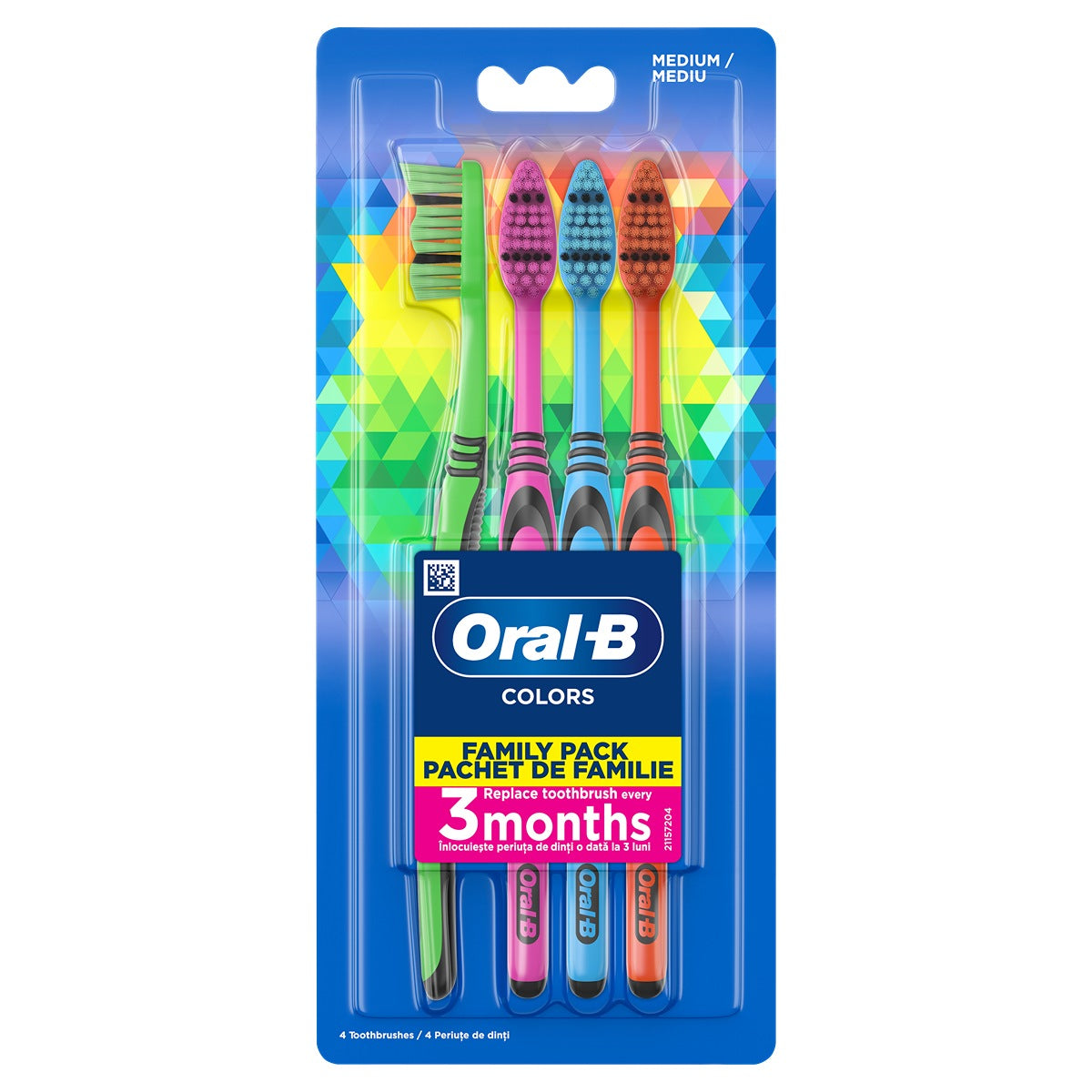 ORAL-B Colors, periuta de dinti, medium, family pack, 4 buc [ps:1e2ac350-b69f-4b15-8ad0-8c36e92becd8]