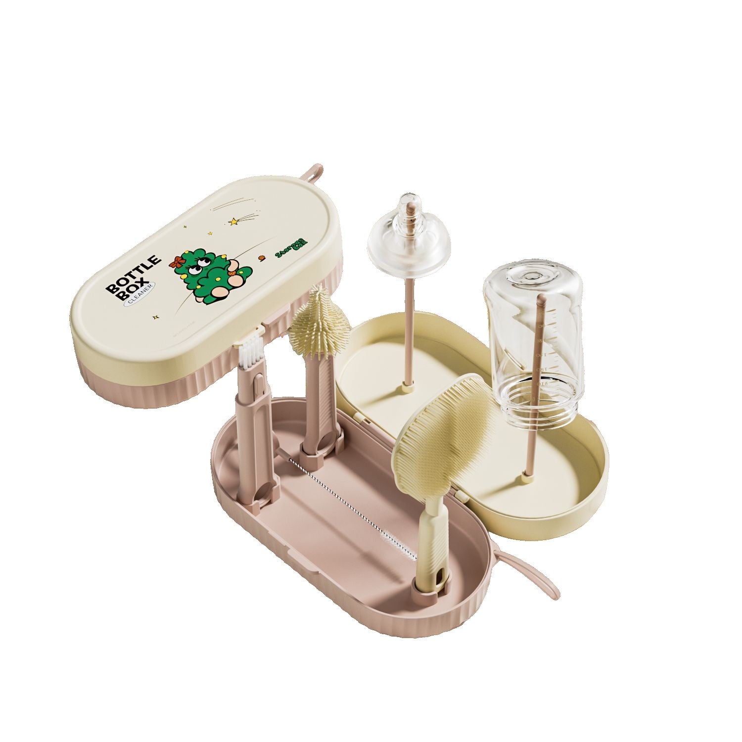 Set Spalat si Uscat Biberoane Flippy, 7 Piese, Verde - Roz [ps:f358dd97-f168-468d-bc36-98f10193fa5c]