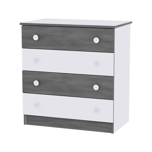 Comoda Lemn Lorelli, 4 Sertare, White Vintage Grey - Vintage Grey [ps:299e0b12-661a-4252-8d92-7be14b664cda]