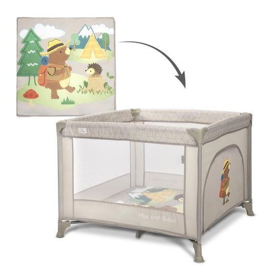 Tarc Joaca Lorelli Play N Relax, Grey Adventure, 100x100x75 - Beige Camping [ps:7dc01dcb-acbd-4884-b34a-0a5227f3edb9]