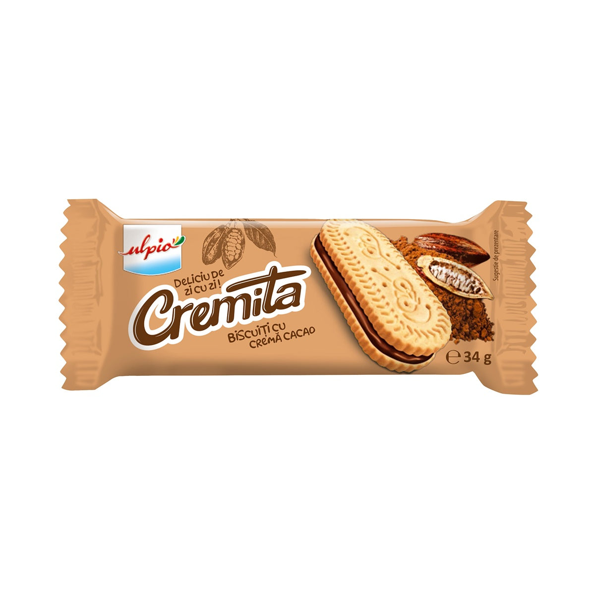ULPIO Cremita, biscuiti, cu vanilie si cacao, 34 g, 1 buc [ps:d82fa65f-b484-4fbe-a651-62faa2306426]