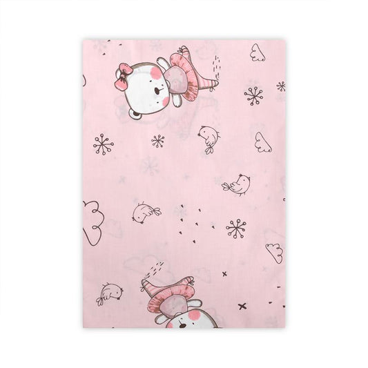Cearceaf Bumbac Ranforce Lorelli, 100x150 cm, Grey Train - Pink Ballerina Bear [ps:c9ca405a-525b-4005-bcbe-8af8db976c85]