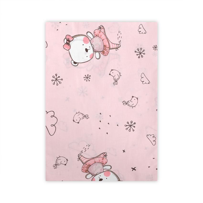 Cearceaf Bumbac Ranforce Lorelli, 100x150 cm, Grey Train - Pink Ballerina Bear [ps:c9ca405a-525b-4005-bcbe-8af8db976c85]