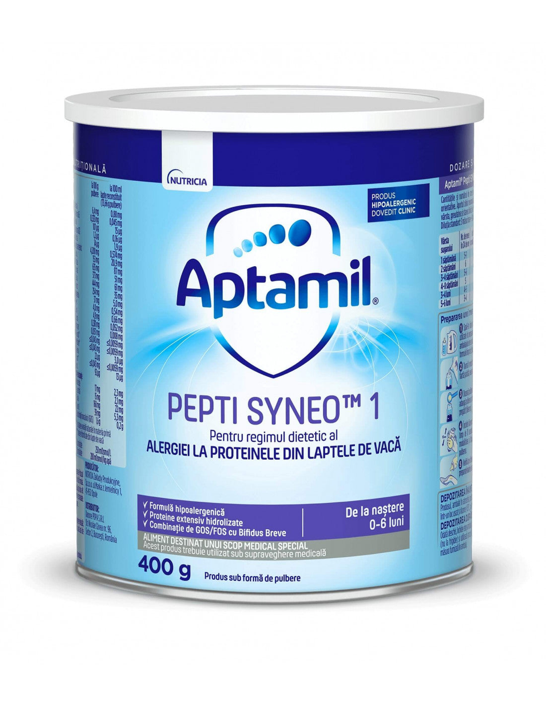 APTAMIL Pepti Syneo 1, formula speciala lapte praf, pentru alergii si intolerante usoare 0-6 luni, 400 g [ps:5f0683f3-6244-47b8-a464-55d543be9a09]