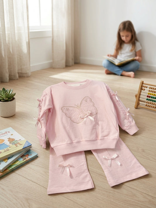 Set pantaloni si bluzita cu dantela si fundite Roz 2 ANI - Roz [ps:832c7fde-d237-4763-a7fb-3d6535c15d69]