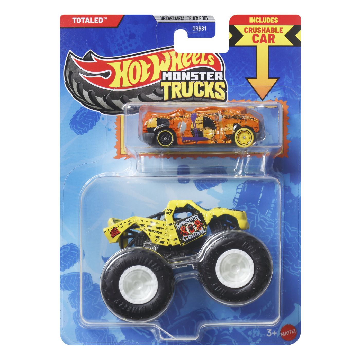 Hot Wheels Monster Truck și Mașinuță Totaled Galben - Mattel - Galben [ps:16189f77-2bd0-4b6d-b7bf-921b1ca1acd8]