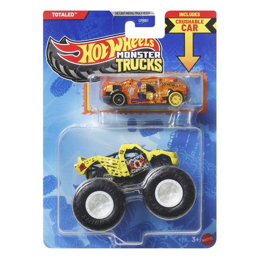 Hot Wheels Monster Truck și Mașinuță Totaled Galben - Mattel - Galben [ps:16189f77-2bd0-4b6d-b7bf-921b1ca1acd8]