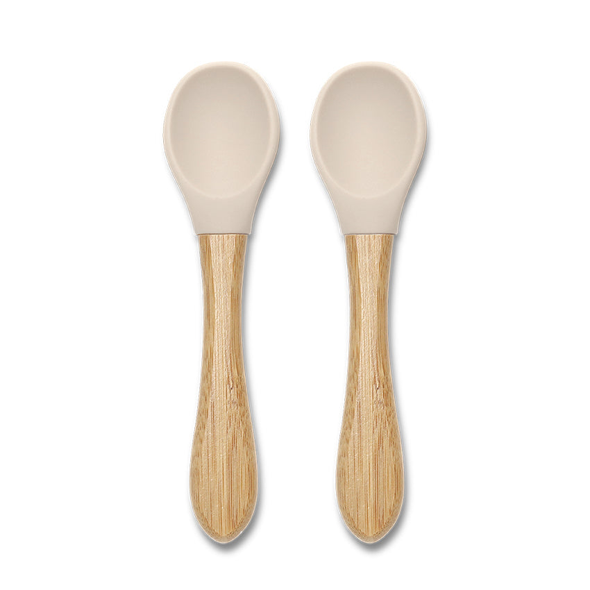 Set 2 Lingurițe Silicon și Bambus Lorelli, 6 luni+, Fresh - Beige [ps:625450fe-2a0a-4990-b31a-c3a3468812f7]