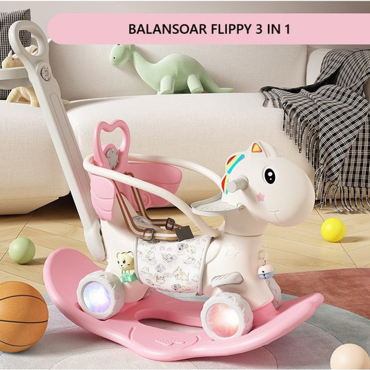 Balansoar Copii 3in1 Flippy cu Coș Baschet, Verde - Roz [ps:a0c7e7db-13f1-47a2-b6bf-20425579e7c4]