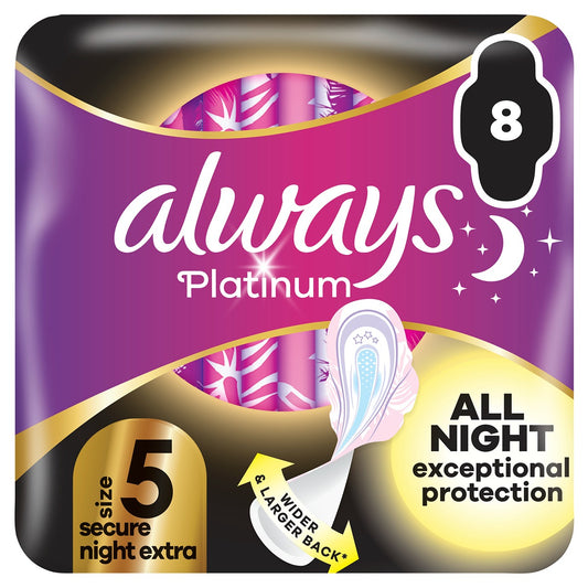 ALWAYS Platinum Secure Night Extra, absorbante igienice, marime 5, Duo, 8 buc [ps:4a2d9bc8-e2f1-4013-b720-a50214a1658b]