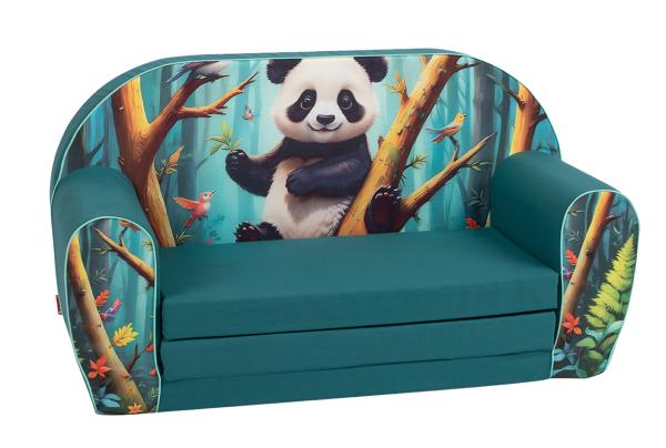 Canapea extensibila pentru copii, Knorr Toys, umplutura din spuma moale, husa bumbac 100% detasabila si lavabila, 77 x 34 x 42 cm, 9 Luni+, Lucky Panda [ps:aad1ccd1-057d-4808-8175-35fb2c001039]