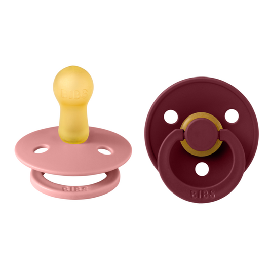 Set 2 Suzete BIBS Colour Latex, Rotunde, 6 luni - Dusty Pink - Dusty Pink/Elderberry [ps:94756038-5568-4188-8a6e-1341daea968e]