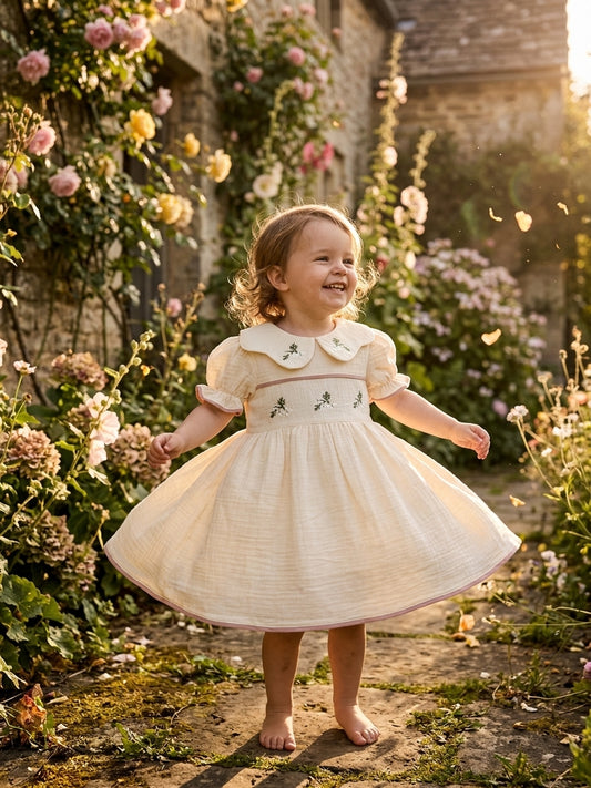 Rochie muselină brodată Amante cu guler Peter Pan 2 ANI - 4 ANI [ps:31ea72fc-3317-4930-8a17-d5697e7ba599]