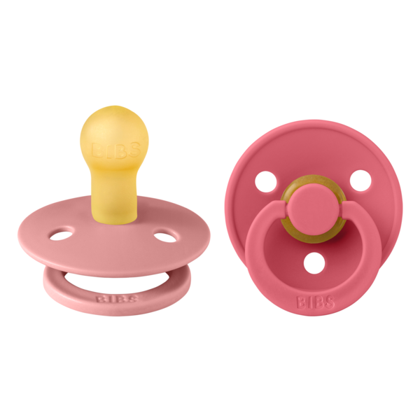 Set 2 Suzete BIBS Colour Latex, Tetina Simetrică, 0 luni - Dusty Pink/Coral [ps:b0fdd472-84d9-4d5d-aaeb-333ad7a3ca53]