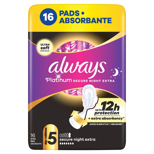 ALWAYS Ultra Platinum Secure Night Extra, absorbante igienice, marime 5, 16 buc [ps:2620296f-acb3-4218-8d2d-c2a4a915b732]