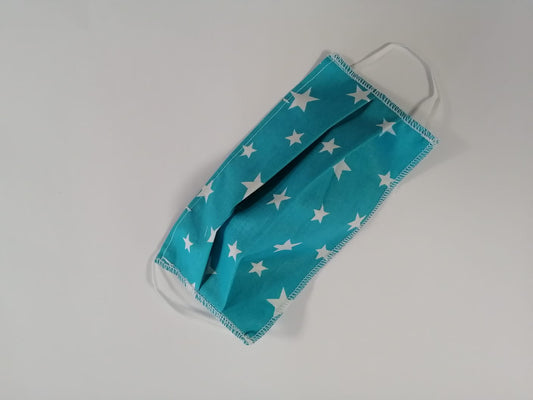 Masca textila cu pliuri, reutilizabila, 2 straturi, - Turquoise cu stelute [ps:d472a447-208f-4df7-a77c-e5dd44f23f77]
