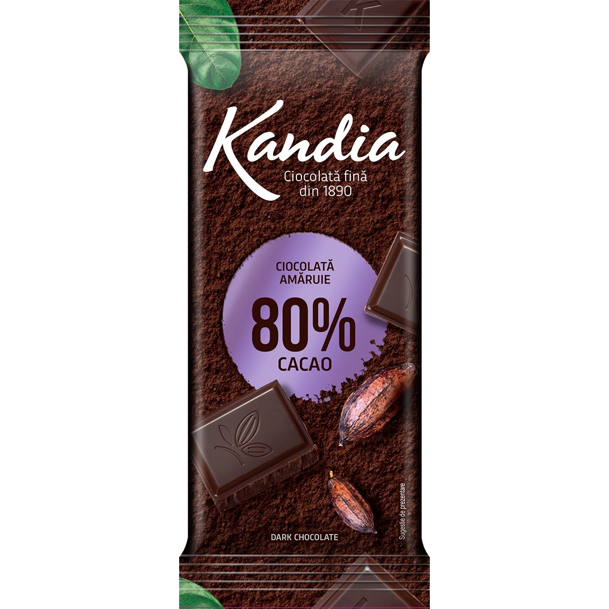 KANDIA Ciocolata amaruie, tableta de ciocolata, 80% cacao, 80 g, 1 buc [ps:e9fc9f8a-d09e-4223-b7bd-899da4dd8bff]