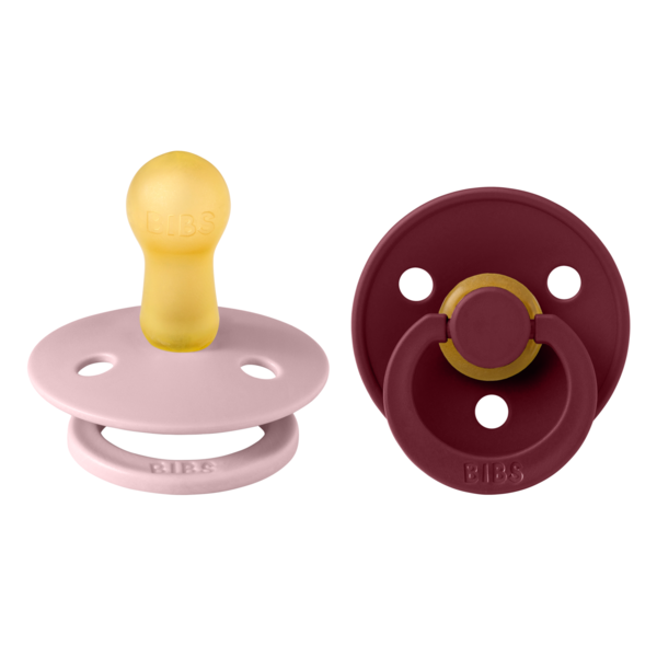 Set 2 Suzete BIBS Colour Latex, Tetina Simetrică, 0 luni - Pink Plum/Elderberry [ps:1b8c2e37-e907-4248-8fb8-6412e50e83ba]