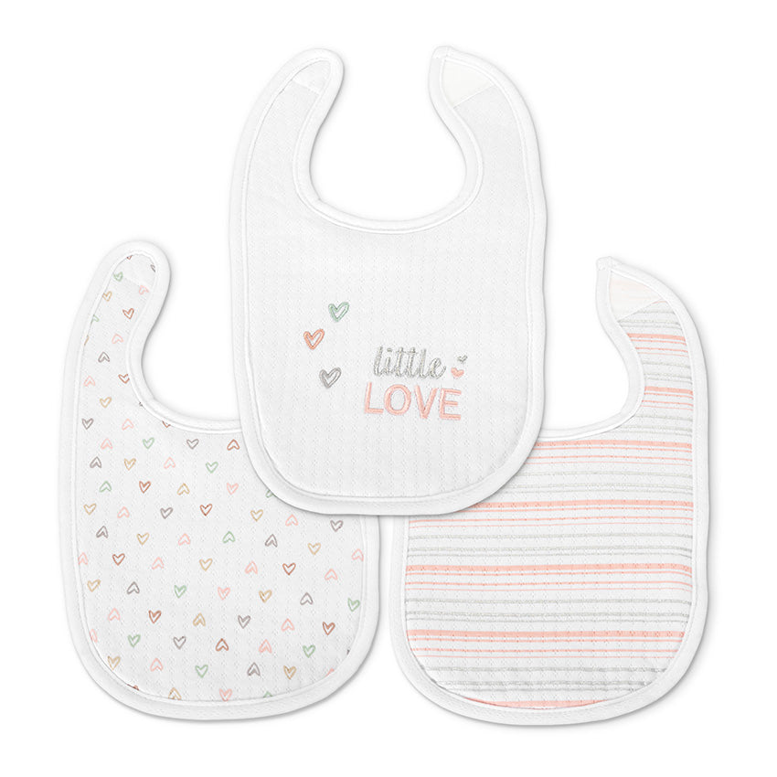 Set 3 Bavete Bumbac Lorelli pentru Nou-Născut, Albe - Pink [ps:f962f5ac-3252-482c-8b33-b91e4da06f37]