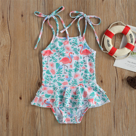 Costum de baie cu volan si bretelute Drool (Marime: 100, Model: Flamingo) [ps:9765e99a-560f-449a-8057-55b97ff30a45]