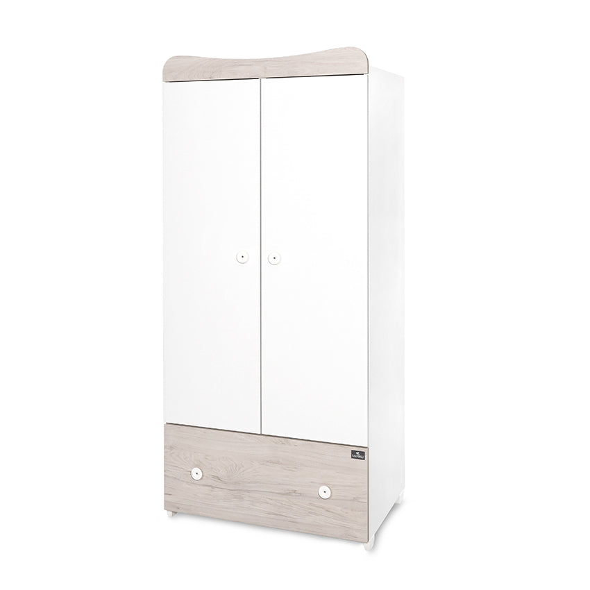 Dulap Garderobă Lorelli Exclusive, 2 Uși, White & Coffee - White Light Oak New [ps:9532a1f8-c1f5-47f5-a43d-47f4e711538d]