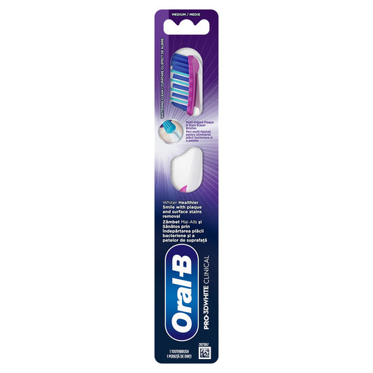 ORAL-B Pro-3DWhite Clinical, periuta de dinti, medium, 1 buc [ps:4390b84e-2892-47ea-8ce2-a835ccba8b5f]