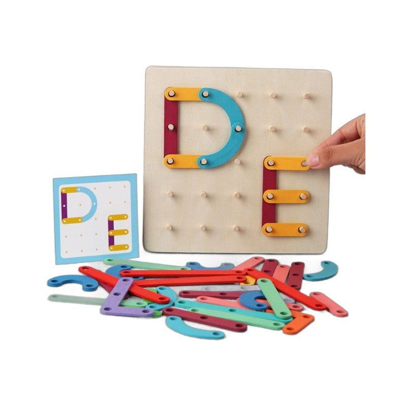 Jucărie Montessori Pegboard Flippy, Lemn, Forme și Litere - Default Title [ps:a5bfaa8f-1b71-4099-9922-5b95f99c0d9d]