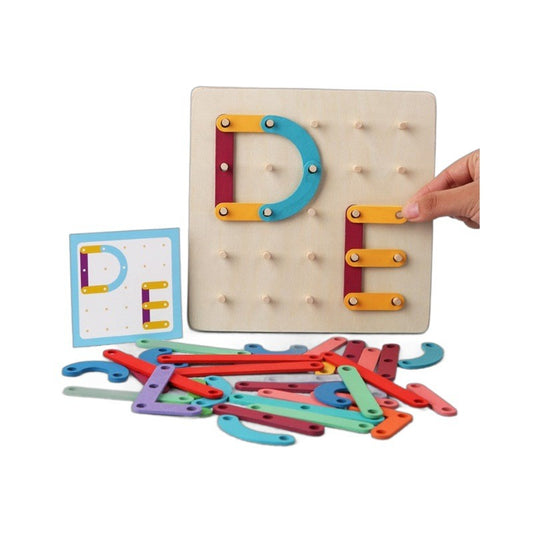 Jucărie Montessori Pegboard Flippy, Lemn, Forme și Litere - Default Title [ps:a5bfaa8f-1b71-4099-9922-5b95f99c0d9d]