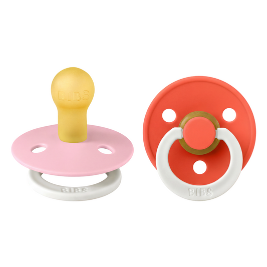 Set 2 Suzete BIBS Colour Glow Latex, 0 luni, Vanilla/Dark - Baby Pink/Tango [ps:1bbac36f-f15b-488f-b9f3-f73850ccb331]