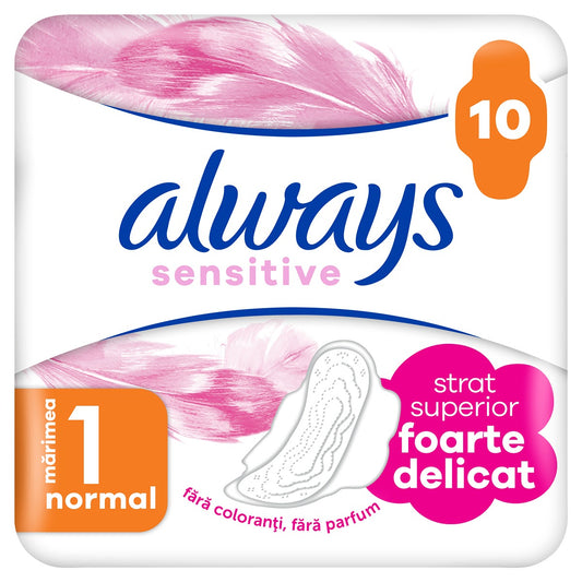 ALWAYS Sensitive Normal, absorbante igienice, marime 1, 10 buc [ps:4743f757-da5f-407e-8d66-4b82c2d6db20]