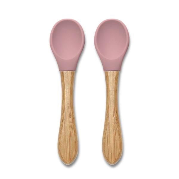 Set 2 Lingurițe Silicon și Bambus Lorelli, 6 luni+, Fresh - Pink [ps:dfd4456f-1768-4ccc-ae14-1cb536dd05b5]