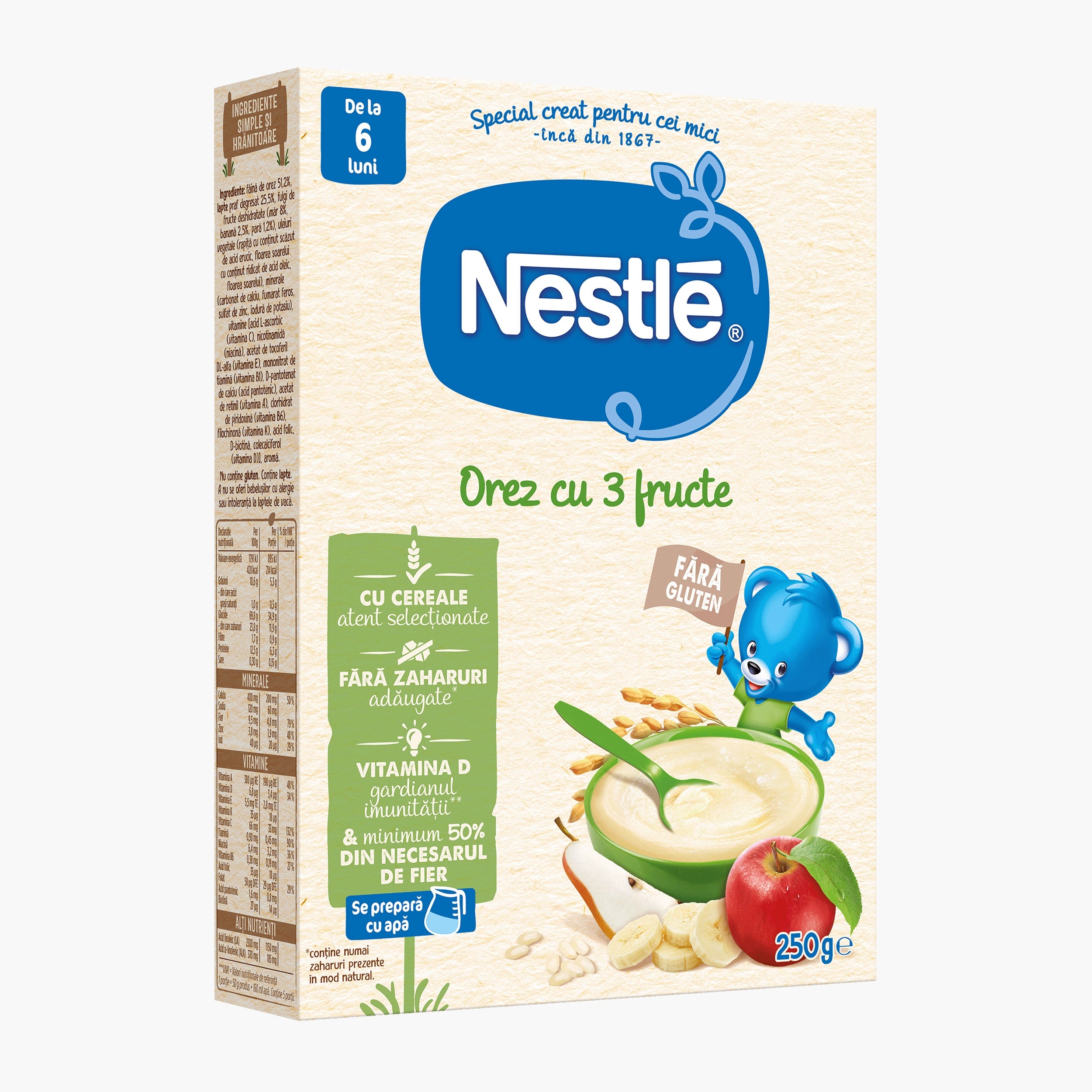 NESTLE Baby, cereale, orez cu 3 fructe, 250 g [ps:f56c201f-e34a-488b-bf3b-673bb7238ae1]