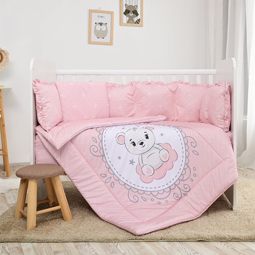 Set Lenjerie Pat 7 Piese Lorelli Lily Grey Train - Bumbac - Little Bear Pink [ps:14279d7f-a15d-4120-ab0c-3306107dbf6e]
