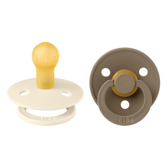 Set 2 Suzete BIBS Colour Latex, Tetină Rotundă, 0 luni - Ivory/Dark Oak [ps:0810fc7a-bf53-4df8-9387-ea410e6bea5f]