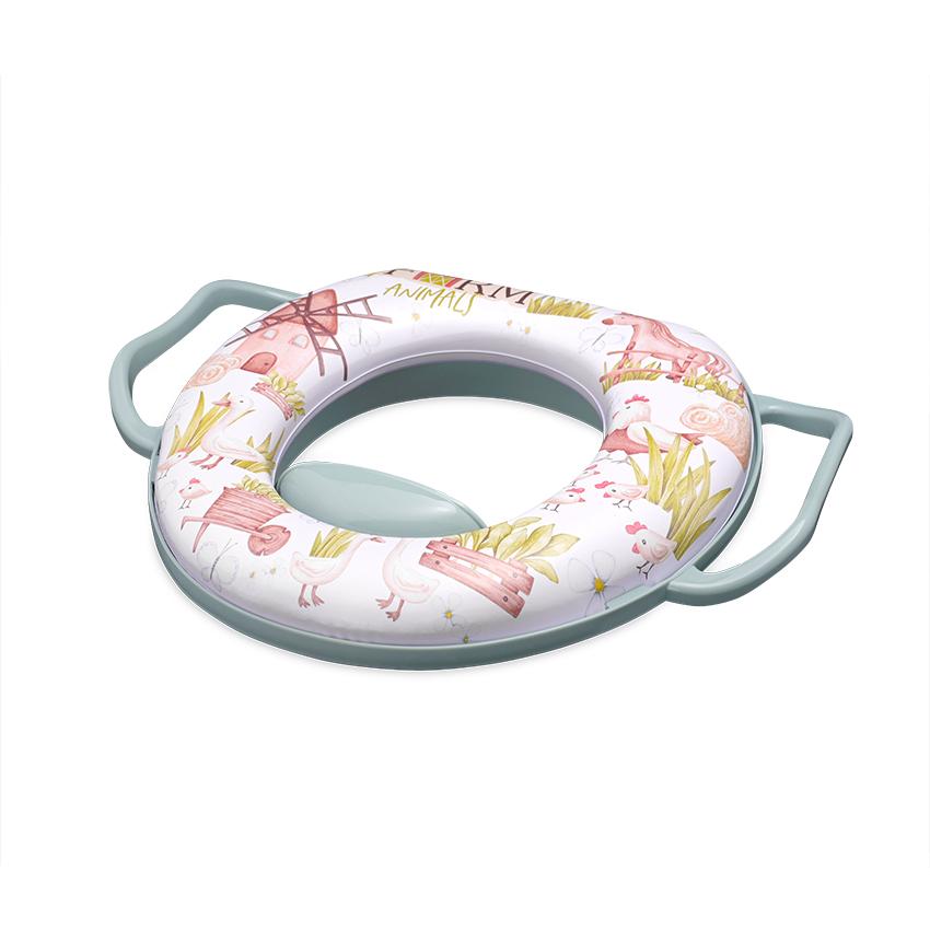 Reductor Toaletă Moale cu Manere Lorelli, Princess Pink - Farm green [ps:fd52a855-63f3-4170-930c-0c64ede5daae]
