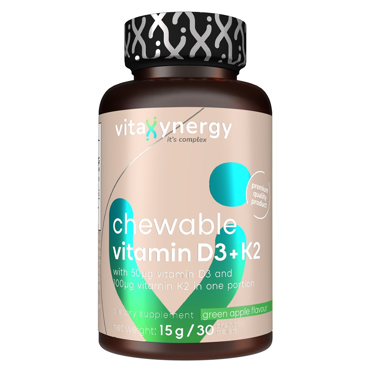 VITAXYNERGY Vitamina D3 + K2, supliment alimentar, masticabil, 30 tablete, 1 buc [ps:15335aab-6ea7-42e7-8b20-65ec52223d12]