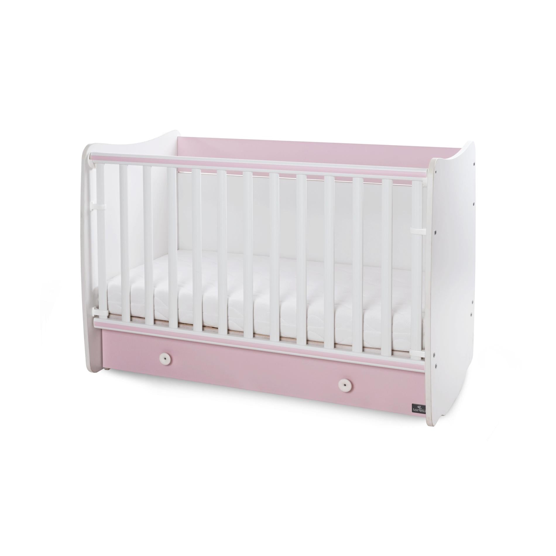 Pătuț Balansoar Lorelli Dream, 60x120 cm, Transformabil - alb orchid roz [ps:264eecc4-71dd-4c87-961d-c0fef4b98ea4]