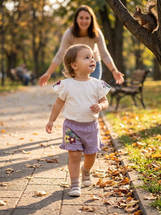 Set tricou și pantaloni scurți Sosso Baby cu flori și - 5 ANI [ps:6d8e88d9-395f-428b-9d40-a1b67b25e759]