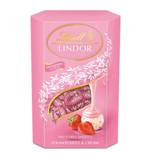 LINDT Lindor, bomboane de ciocolata, alba cu capsuni, 200 g [ps:763c6d75-a4e9-4fe0-a515-0a2c6a8725e3]