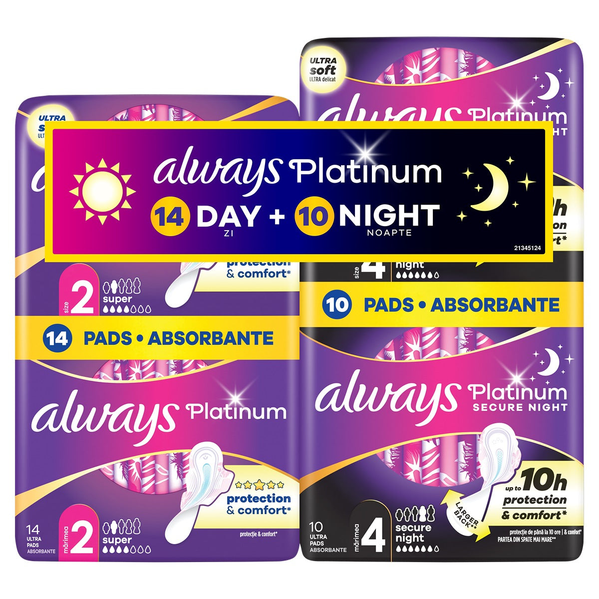 Set ALWAYS Platinum Day + Platinum Night, absorbante zilnice, 14 + 10 buc [ps:77c3d0fb-87d2-424f-8d02-5588cec646e2]
