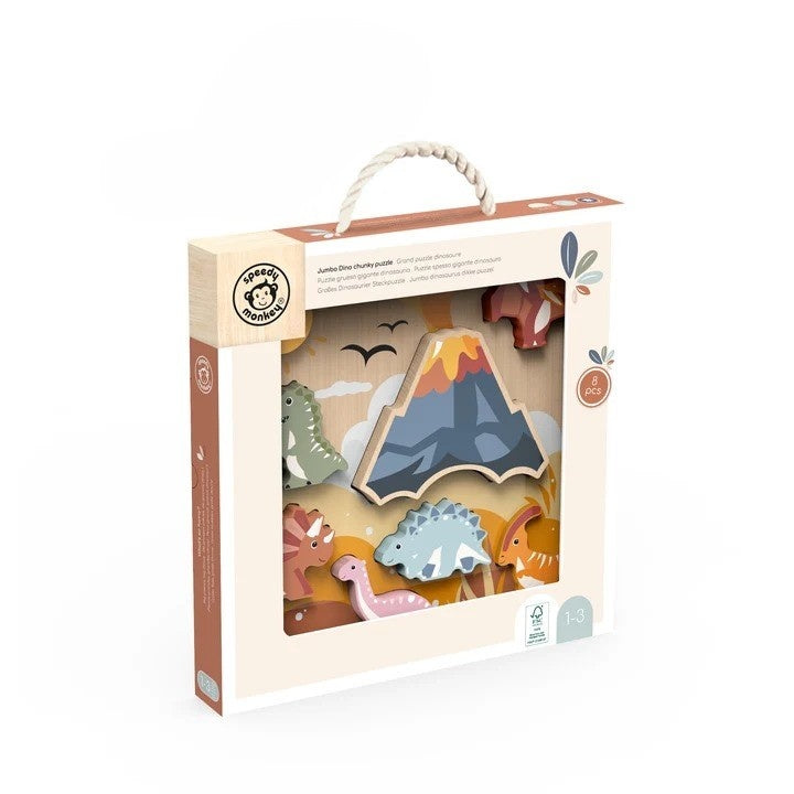 Puzzle cu Dinozauri din Lemn Speedy Monkey - 8 Piese - Default Title [ps:2fe0243c-7327-4bdf-a5a9-b56f6a305fb5]