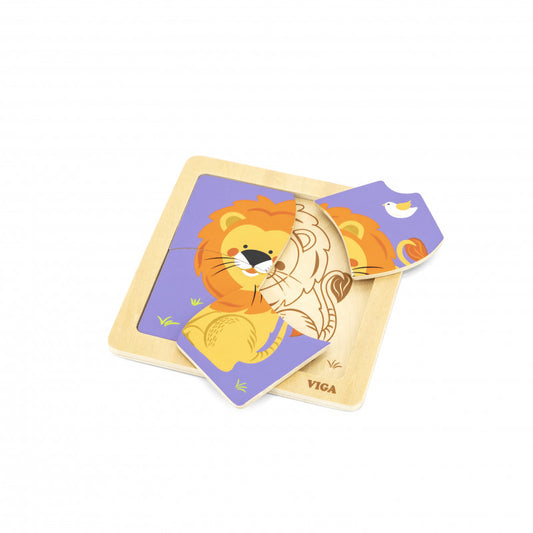 Puzzle din lemn din 4 piese mari - leu, Viga [ps:d8b94276-1c7d-4d49-ba32-4df03ce3dd28]
