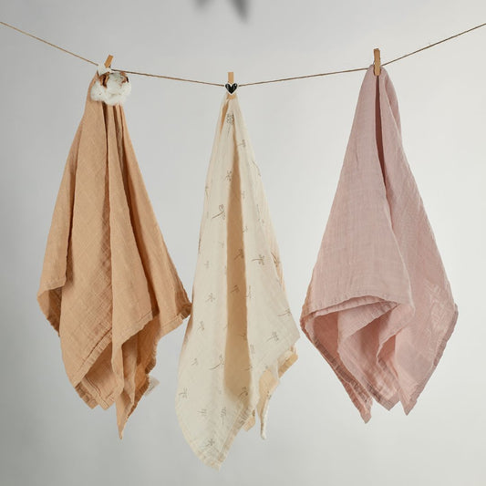 Set 3 Museline Bumbac Organic ONINO HUG.me, 60x60cm, GOTS - Pure Bloom [ps:8489c37f-ce17-4719-963a-3f8f06c85ce8]